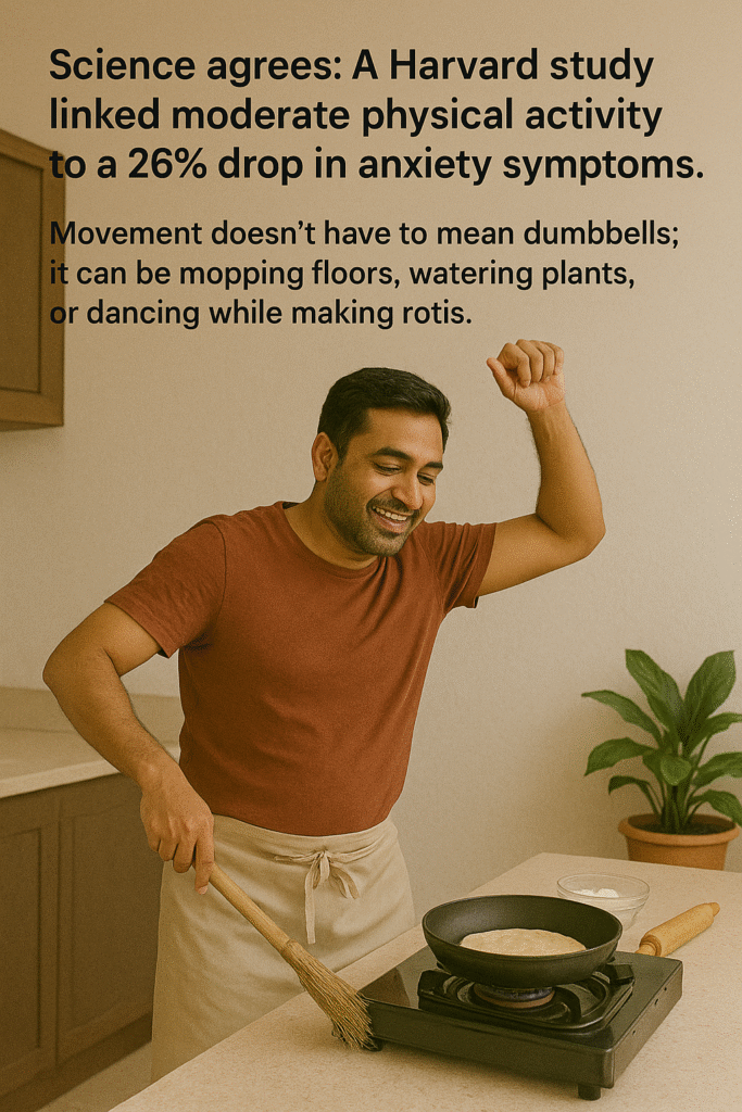 moderate physical activity to a 26% drop in anxiety symptoms