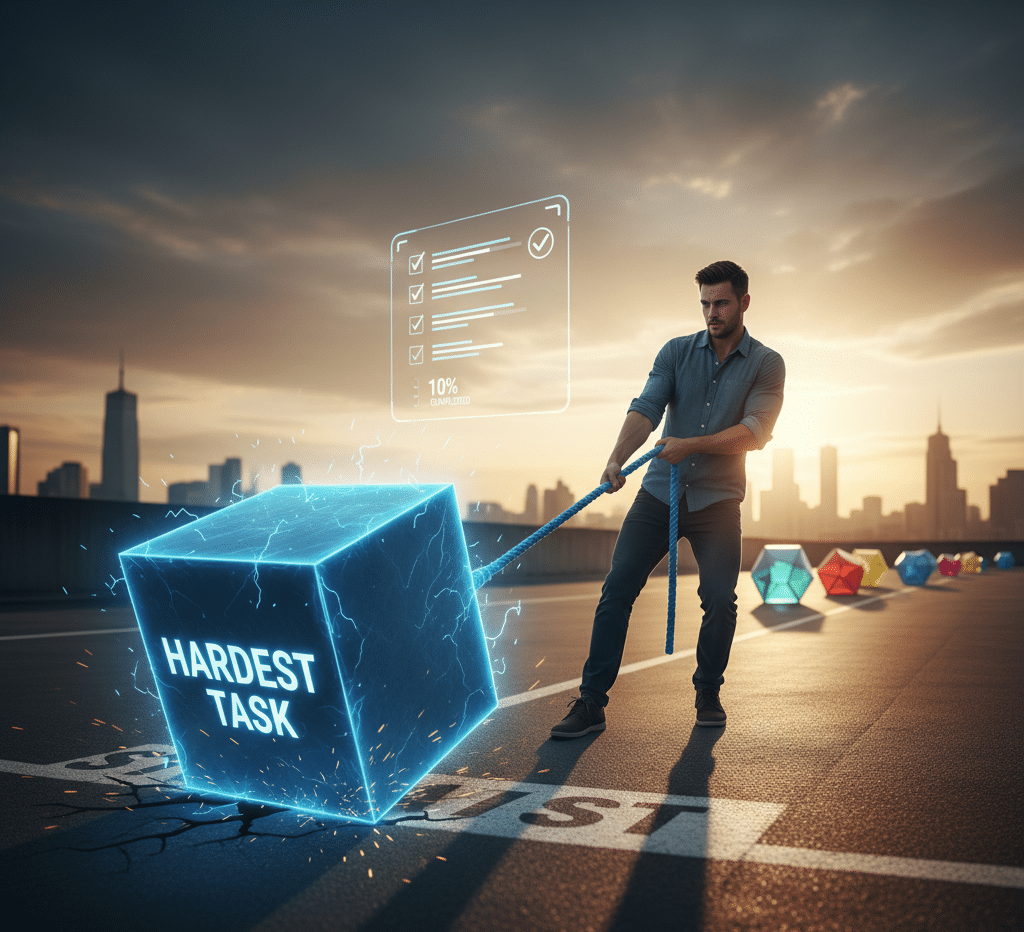 a person is pulling the hardest tast of the day first